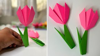 🌷 Origami Tulip 🌷  Easy way to make a Tulip flower [upl. by Standford]