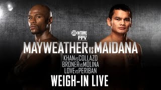 WeighIn Live Mayweather vs Maidana  SHOWTIME Boxing [upl. by Zeculon498]