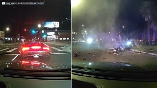 Driver of stolen Lamborghini hits speeds over 100 mph fleeing LAPD before fatal crash [upl. by Burrell313]