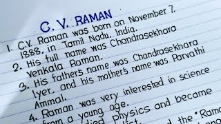 CV Raman  10 Line Essay On CV Raman [upl. by Mccreery]