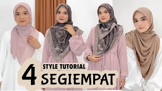 4 STYLE TUTORIAL HIJAB SEGIEMPAT MENUTUP DADA SIMPLE LEBARAN [upl. by Goldwin264]