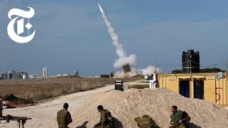 Iron Dome in Action in Israel Shooting Down Rockets  The New York Times [upl. by Ataynek]