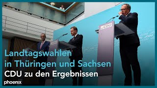 Pressekonferenz der CDU nach den Landtagswahlen in Thüringen und Sachsen  020924 [upl. by Lavine]