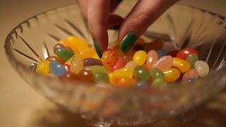 Binaural ASMR Eating Jelly Beans Crinkling amp Clicking Sounds Glass Bowl [upl. by Elatsyrc]