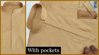 How to Sew a kurta  full video with side pockets  perfect kurta stitching with attache pockets [upl. by Cybill65]