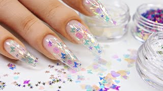 90s Clear Encapsulated Glitter Nails [upl. by Reve]