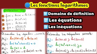 Fonctions logarithmes 2bac 🔥 domaine de définition  équations  inéquations [upl. by Leddy]