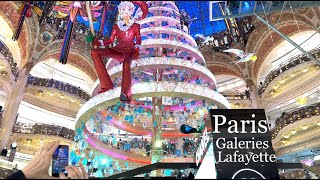 Paris France 🇨🇵  Christmas walk in Paris  Galeries Lafayette  4K HDR 60 fps [upl. by Eillod]