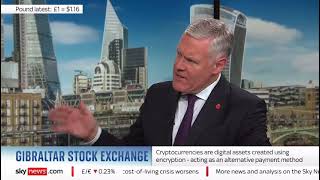 CM Sky News interview 311022  Blockchain company Valereum acquires Gbraltar Stock Exchange [upl. by Ahsiuqel]