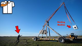 MASSIVE TrebuchetCatapult First Test [upl. by Latsyek]