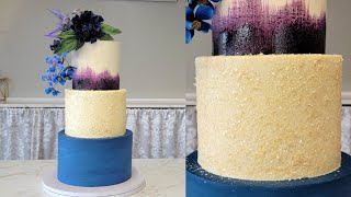 Painted Buttercream Cake Achieving Deep Buttercream Color with Minimal Food Color  Edible Gliiter [upl. by Carlee851]