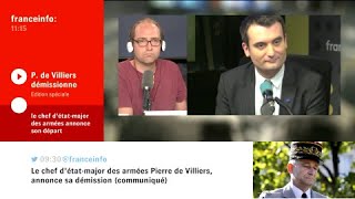 Démission du général de Villiers  quotMacron sest comporté en petit chefquot estime Florian Philippot [upl. by Mich]