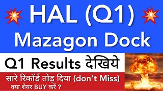 HAL Q1 RESULTS 2024 😇 MAZAGON DOCK Q1 • HAL SHARE LATEST NEWS TODAY • HAL PRICE • STOCK MARKET INDIA [upl. by Nellir436]