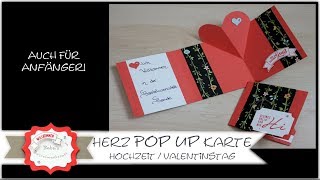 Pop Up Karte mit Herz  Hochzeitskarte  Valentinstagskarte  Stampin´Up [upl. by Chu387]