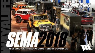 SEMA 2018 Jeep JL Wrangler SHOW COVERAGE  PART 1  SANDSTORM  CODE 1  EVO [upl. by Nitsirc596]