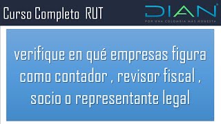 verifique en qué empresas figura como contador  revisor fiscal  socio o representante legal  DIAN [upl. by Eekcaj]