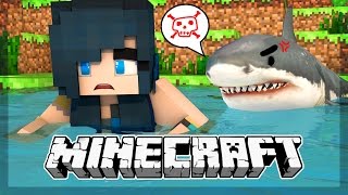 SWIMMING WITH THE SHARKS I ALMOST GET EATEN Minecraft Roleplay [upl. by Buehrer]