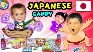 AMERICANS TRY JAPANESE CANDY and SODA Taste Test and Challenge Fun FUNnel Vision [upl. by Severson]