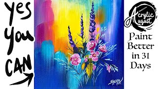 Abstract Floral 🌟🎨 How to Draw and Paint tutorial for Beginners Acrylic August  Day 30 [upl. by Merth]