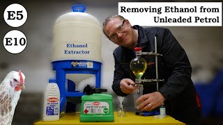 E10 amp E5 Ethanol fuel extraction removal from Unleaded Petrol using a Separation Funnel amp Chicken 🐔 [upl. by Wonacott181]