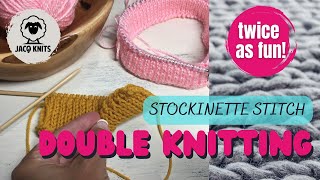 Double Knitted Stockinette Stitch knitting tutorial for knitting this stitch flat and in the round [upl. by Ahsratan507]