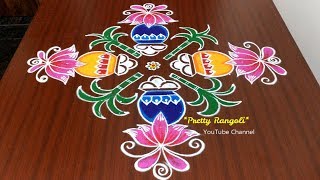 pongal pot rangoli 2019 with dots\Sankranthi muggulu 2019\bhogi kundalu 557 [upl. by Candide]