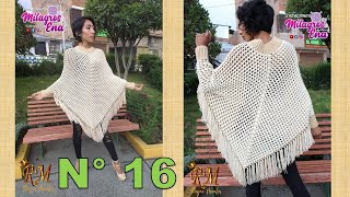 Como tejer el poncho N° 16 reversible a crochet en punto panal de abeja o nido de abeja para damas [upl. by Eitteb543]