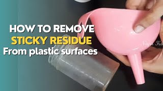 How to remove sticky residue from plastic surface using baking soda and oil  Niya Kumar [upl. by Hurleigh730]