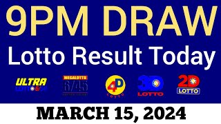 Lotto Result Today 9pm Draw March 15 2024 Swertres Ez2 PCSO Live Result [upl. by Annaerda]