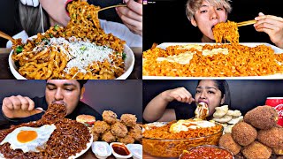 CARBO FIRE NOODLES SPICY BLACK BEAN NOODLES🌶MUKBANGERS EATING SPICY NOODLES😍ASMR MUKBANG EATING [upl. by Miarhpe693]