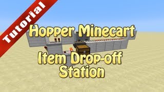 Minecraft Tutorial Hopper Minecart Item Dropoff Station [upl. by Hedvige]