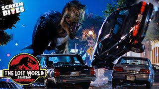 Dinosaurs in Downtown San Diego  The Lost World Jurassic Park 1997  Screen Bites [upl. by Enelyam]