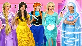 FAIRY GODMOTHER’S MAGIC ART CLASS Elsa Anna Rapunzel Belle Cinderella and Aurora live the art [upl. by Ayna297]