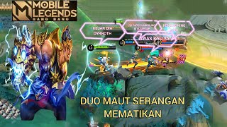 DUET MAUT GATOTKACA X DYRROTH MEMBUAT MUSUH ALPHA X HARLEY KEWALAHAN  MOBILE LEGENDS [upl. by Ardnosac187]