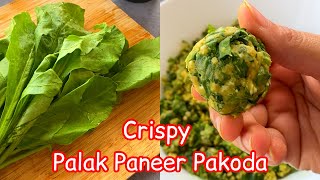 Crispy Palak Paneer Pakoda  Air Fryer Pakoda Recipe  Indian Snack  Easy Pakoda Recipe [upl. by Ellenwad]