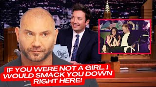 Furious Dave Bautista WARNS Meghan SLAMS TABLE At Jimmy Fallon Show For Calling Him Ugly ZLISTER [upl. by Rayham]