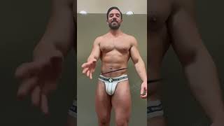 Bodybuilder in Jockstrap at the gym  Steve Grand wearing GrandAxis LAUNCH jockstrap [upl. by Gothar]