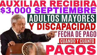 🎉AUXILIAR RECIBE 3000☝️ SEPTIEMBRE ADULTOS MAYORES 🎁Y DISCAPACIDAD REQUISITOS👌 [upl. by Marquardt]