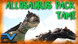 ARK THE CENTER  ALLOSAURUS PACK TAMING  SOLO [upl. by Atineb]