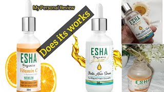 Esha Organics Product Review by Hs World \ Esha organics Vitamin C serum \ Esha Organics Hair Serum [upl. by Dolorita]