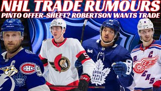 NHL Trade Rumours  Leafs Robertson Wants Out NYR Canes Pinto OfferSheet Guentzel amp Kane Sign [upl. by Burford]