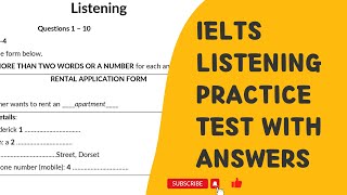 RENTAL APPLICATION FORM IELTS Listening Practice Test with Answers 2023  IELTS General and Academic [upl. by Akilam]