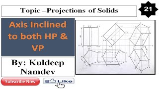 21 Projection of Solids  Projection of Pentagonal Prism  Projection of solids engineering drawing [upl. by Nyladnarb756]