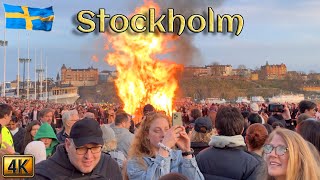 Swedens Stockholm City Stroll Walpurgis bonfire 🇸🇪ストックホルム、バルプルギスのたき火 🇸🇪Suecia Hoguera de Walpurgis [upl. by Doelling]