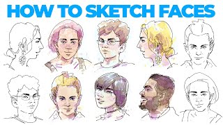 How to sketch a FACE in 7 steps [upl. by Honna642]