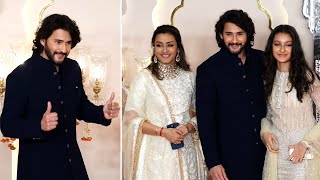 Mahesh Babu With Wife amp Daughter Sitara Visuals  Anant Ambani Radhika Merchant Wedding  Manastars [upl. by Aitan]