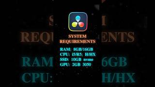 ✂️ DaVinci Resolve System Requirements free amp paid shorts systemrequirements davinciresolve [upl. by Carolynne]