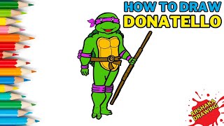 How to Draw and Color Donatello Ninja Turtle Easy  Cartoon Drawing Tutorial for Beginners [upl. by Annibo172]