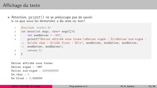 35 Affichage avec printf optimisation et types spéciaux en C [upl. by Tigges515]