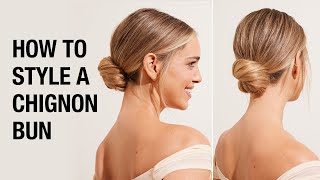 How to Style a Chignon Bun  Trending Hairstyle Tutorial  Kenra Professional [upl. by Sidalg]